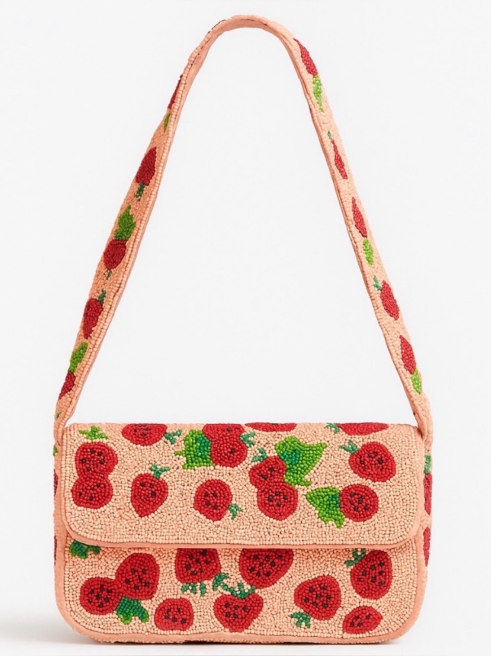 Sincerly Jules Strawberry Beaded Shoulder Bag - Red and Green
